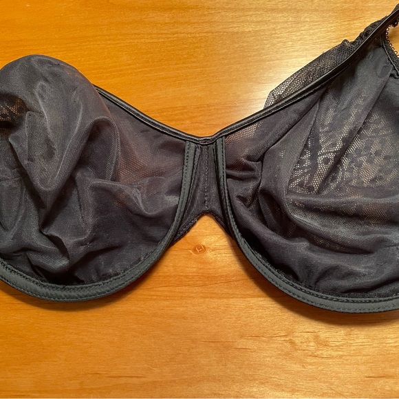Bali Elegant Black Transparent Underwire Embroidered Bra 40C - Picture 3 of 4